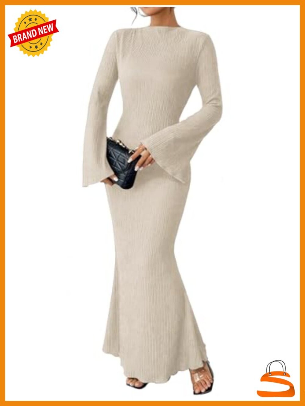 Long Sleeve Bodycon Maxi Dress Formal Mermaid Hem